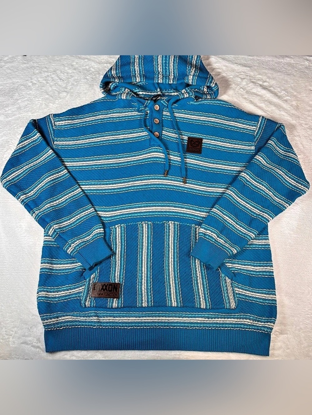 Dixxon Smuggler Hoodie Men’s Large Blue Baja Striped Pullover